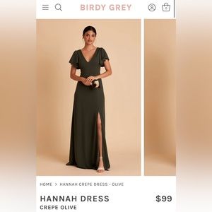 Birdy grey bridesmaid dress. Olive green.